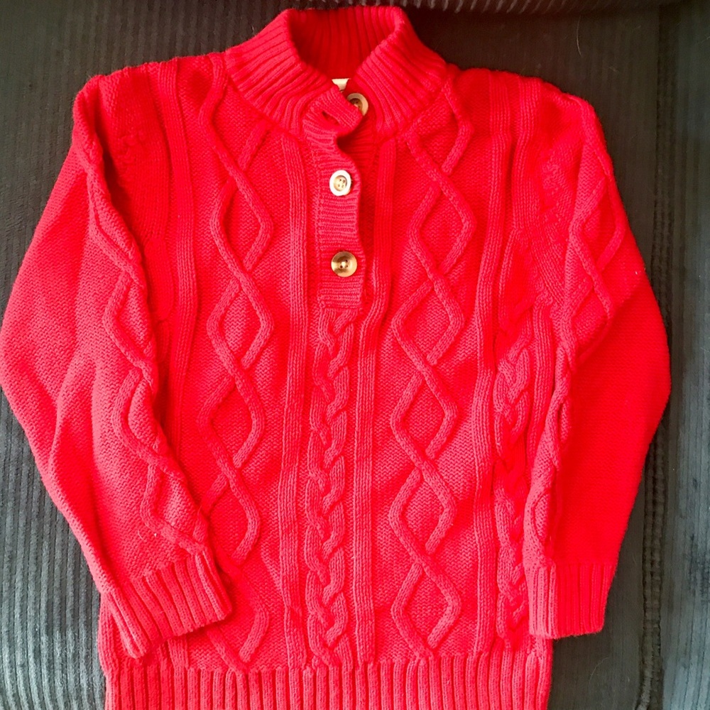 Hanna Andersson Child Sz 7 Red Cable Knit Sweater